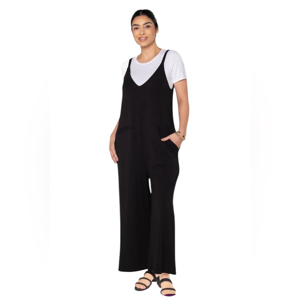 TERRERA ($135Cad) Black Josie Wide Leg Bamboo Jumpsuit
